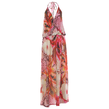 SXR K6D11504A summer V-neck halter backless slit dress