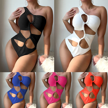 (4 days ready to ship) SY Braid Rope one-piece single-shoulder one-piece swimming suit bikini