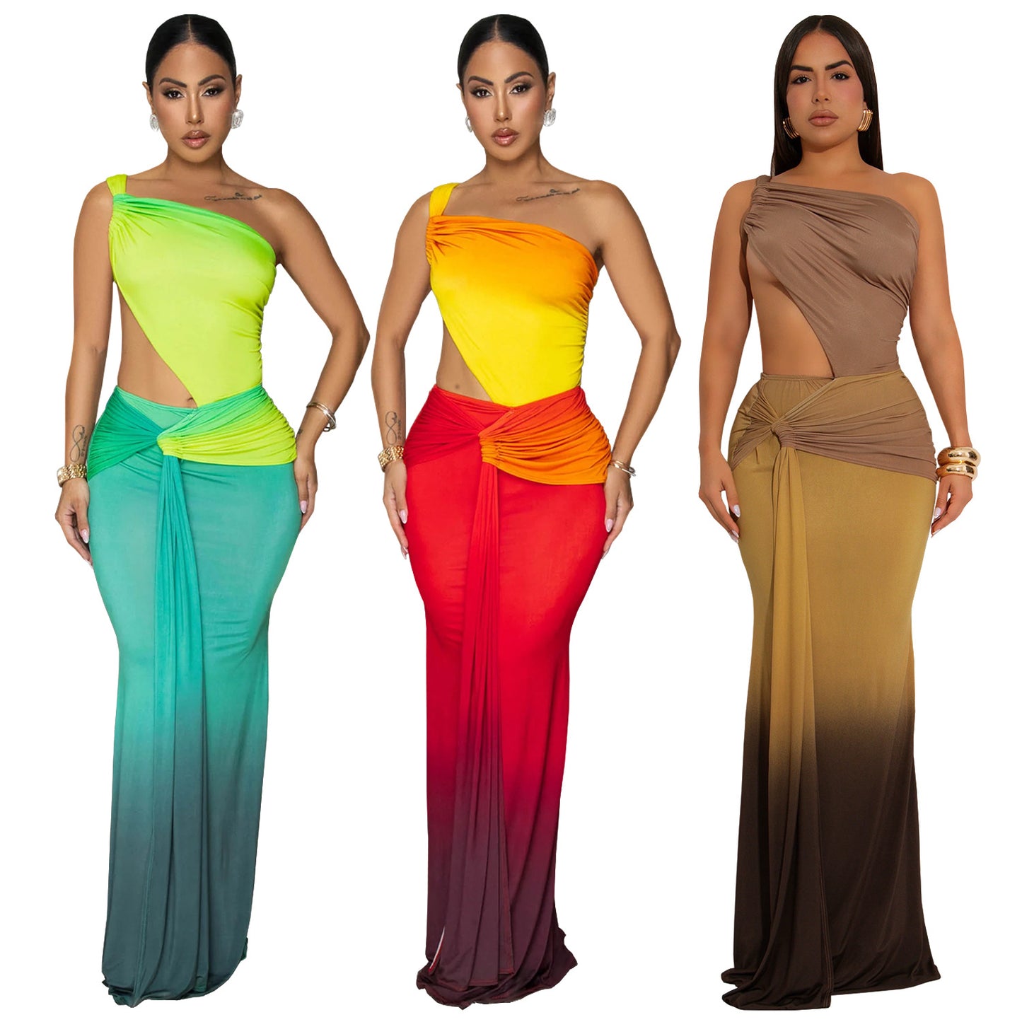 XYZ C7473 summer cross-shoulder bag arm gradient dress