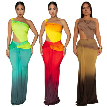 XYZ C7473 summer cross-shoulder bag arm gradient dress