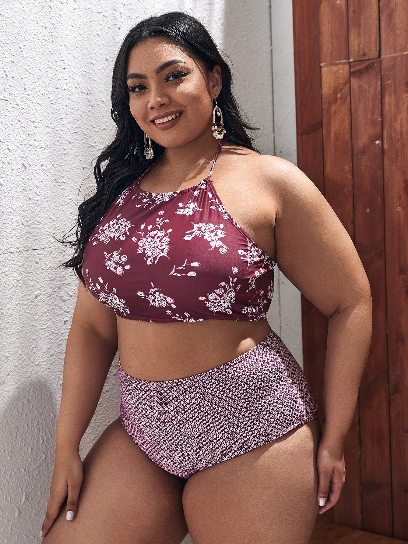LF (L-4XL) swimsuit women's sexy split bikini floral plus size plus-sized