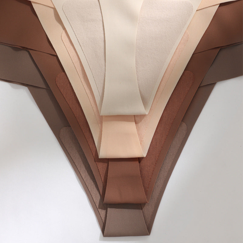 Seamless ice silk T-shaped cotton crotch underwear high waist large size