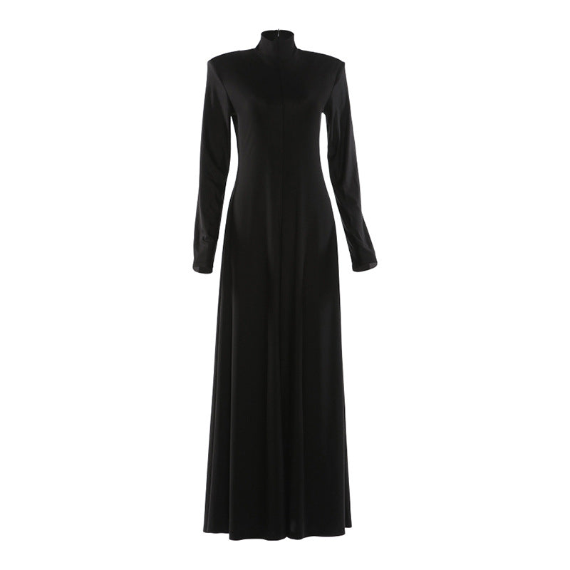 SXR winter formal dress turtleneck waist solid color dress