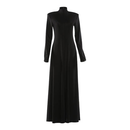 SXR winter formal dress turtleneck waist solid color dress