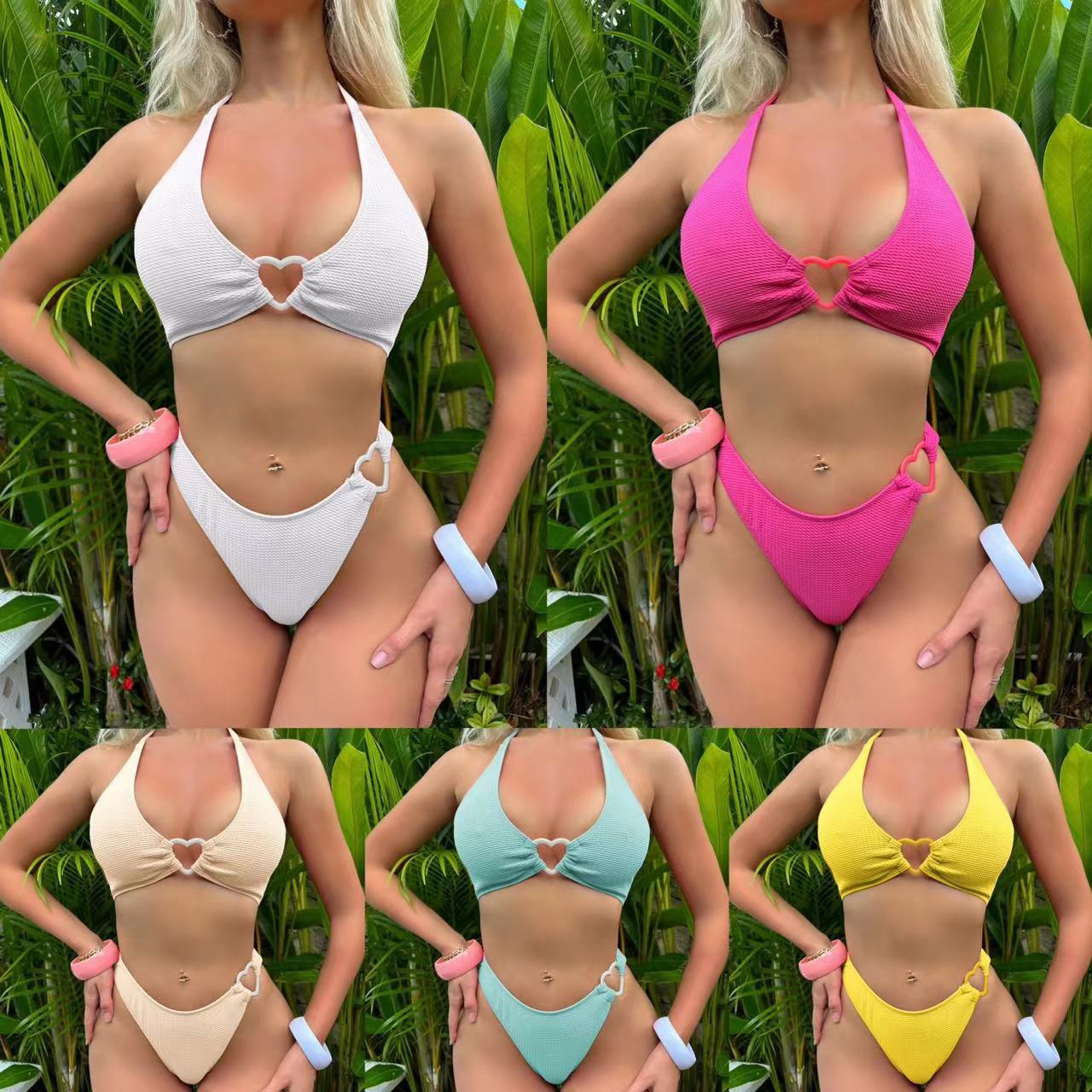 (4 days ready to ship) SY love special fabric split swimsuit bikini