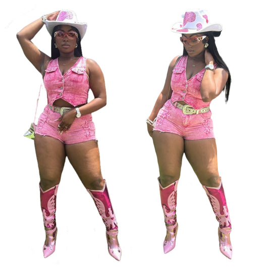 MZ (S-2XL) MZ88607 embroidered vest shorts suit