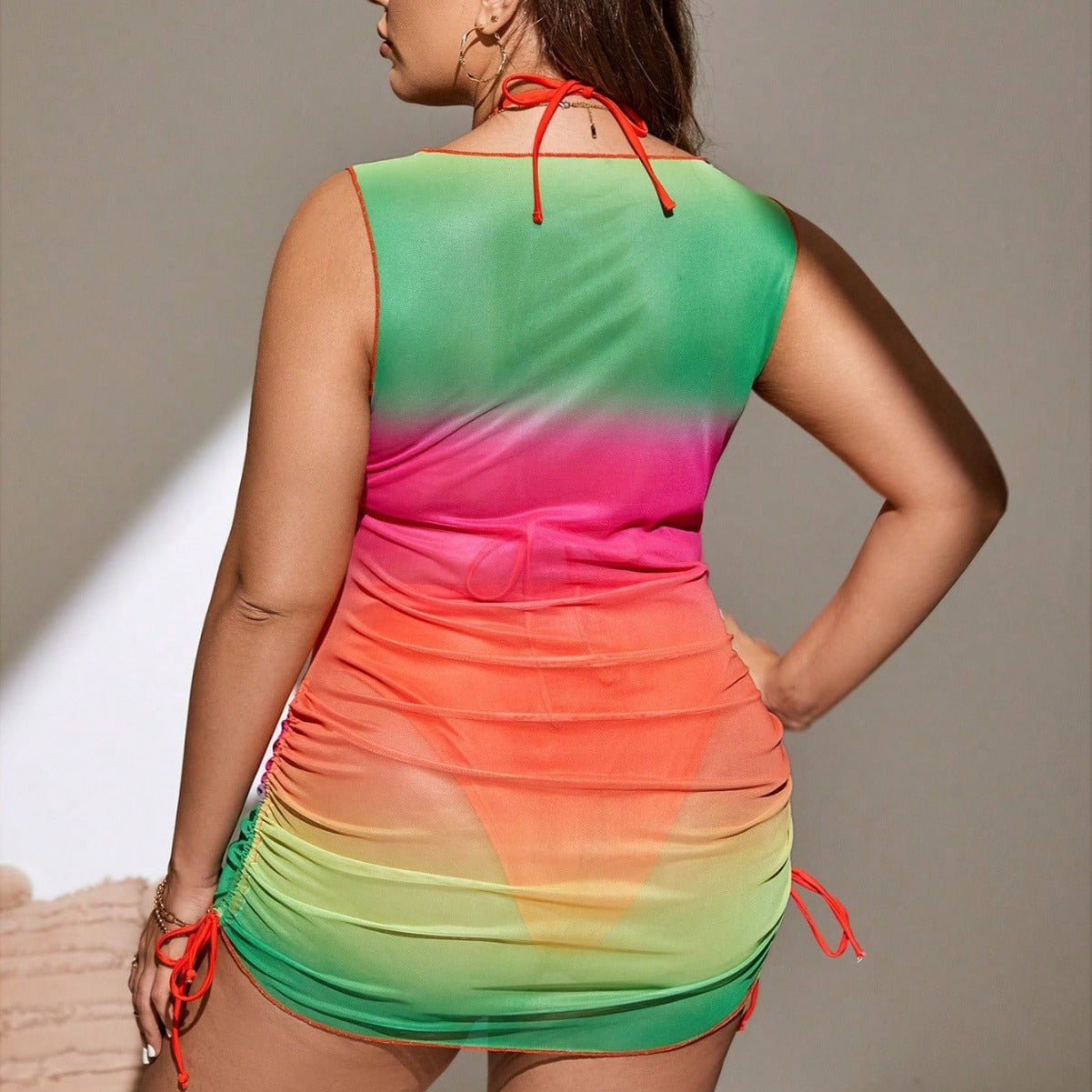 LF (L-4XL) bikini sexy suit split color printing plus size swimsuit