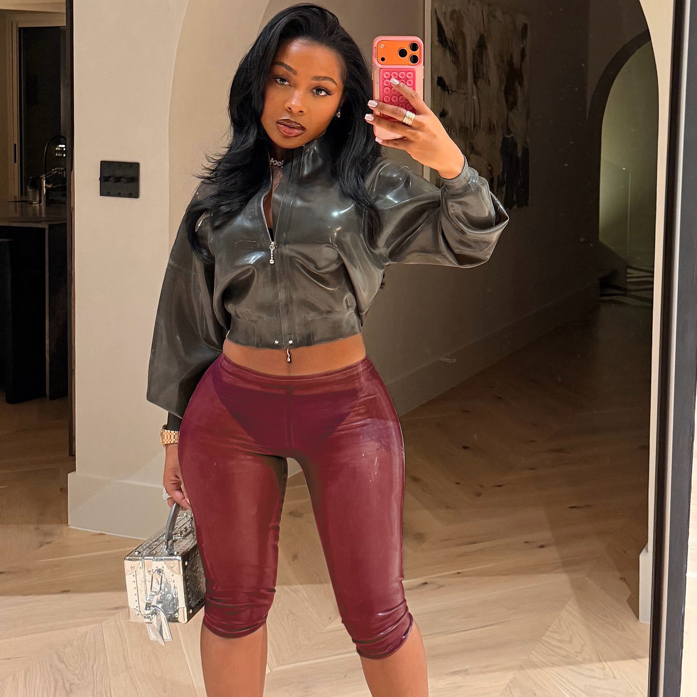 DZHT Q25PT431 fashion tight stretch see-through pants