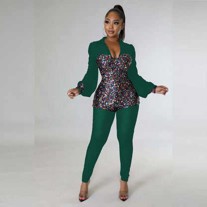 GY (M-2XL) YK2539 mesh sequin jumpsuit