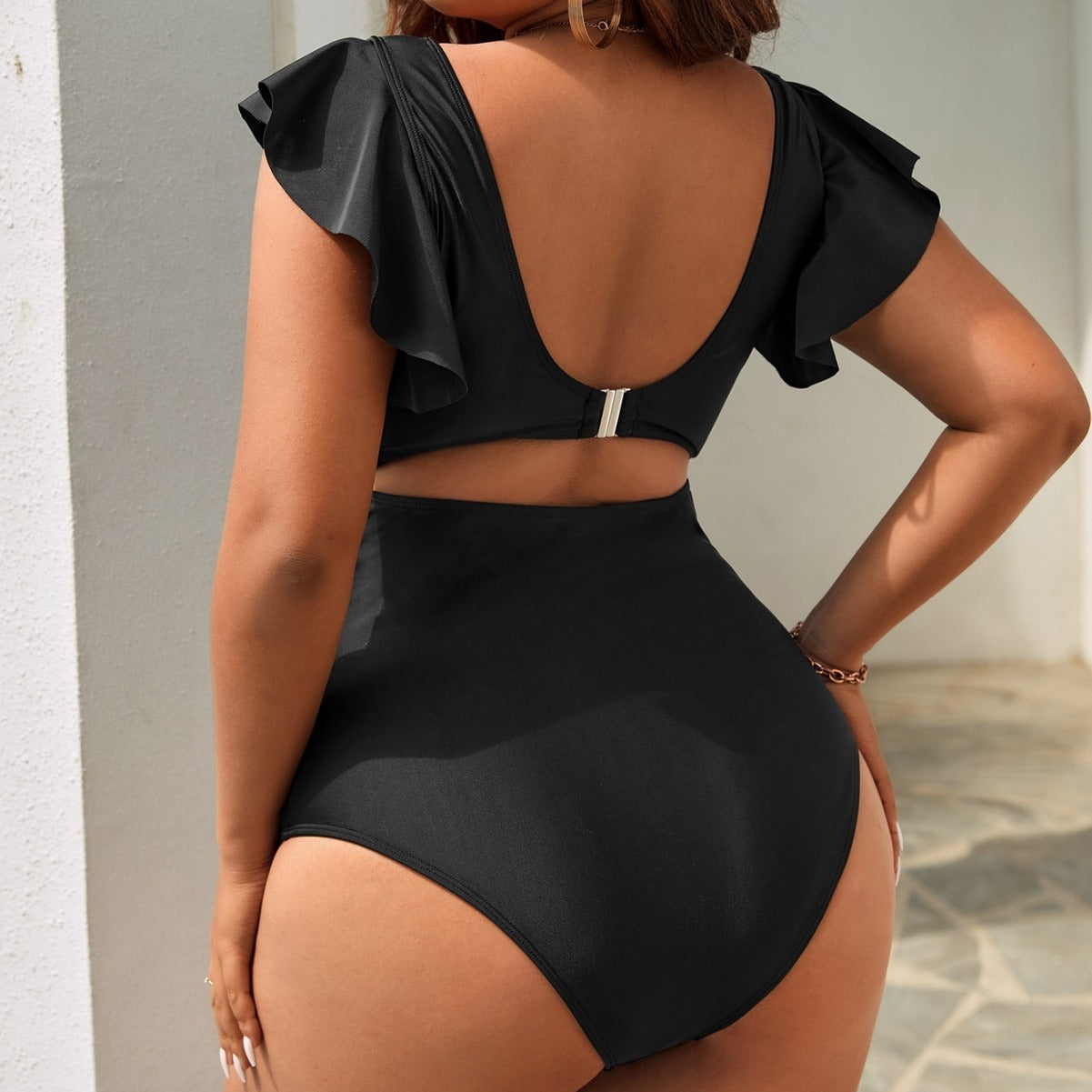 LF (L-4XL) bikini sexy suit one-piece solid color multi-color plus size swimsuit