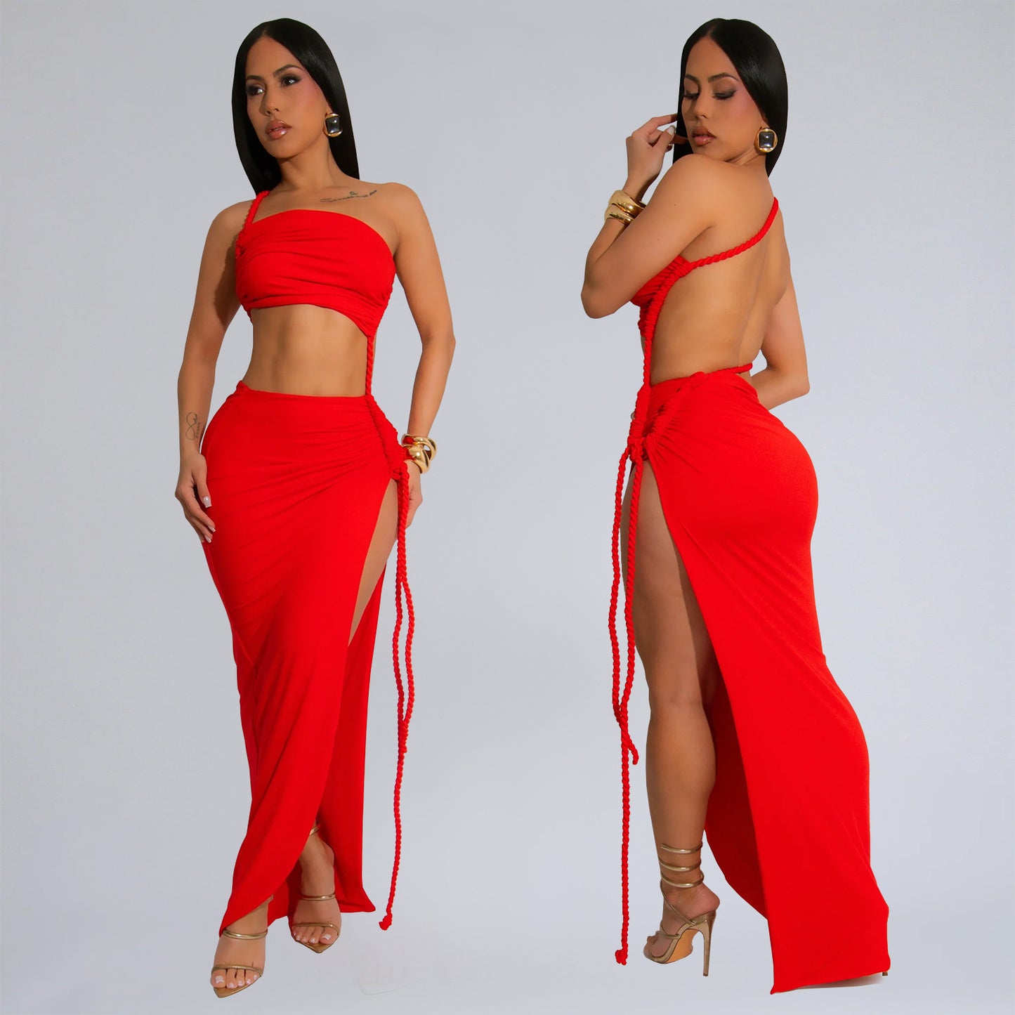 XYZ C7342 summer chest wrap side slit dress