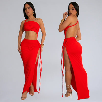 XYZ C7342 summer chest wrap side slit dress