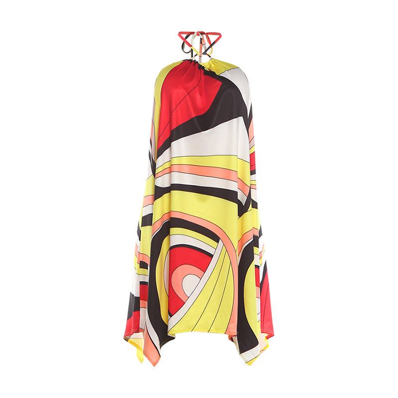 SXR K6D10427A halter backless printed dress
