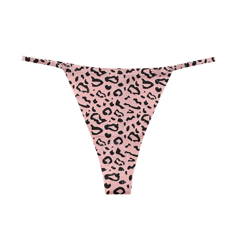 Leopard print sexy T-shaped low waist pure cotton wave bottom breathable a rope free of T-back