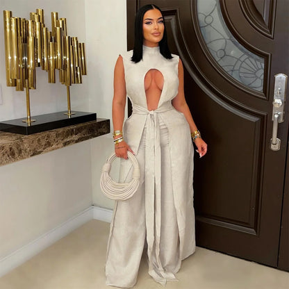 XYZ C7538 lace-up sleeveless trousers suit