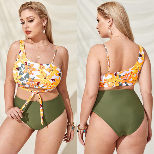 LF (L-4XL) swimsuit women's split sexy plus size floral