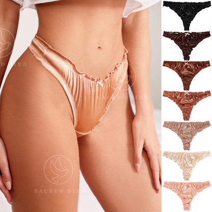 Satin cotton crotch t-back sexy t-back breathable low waist quick-drying