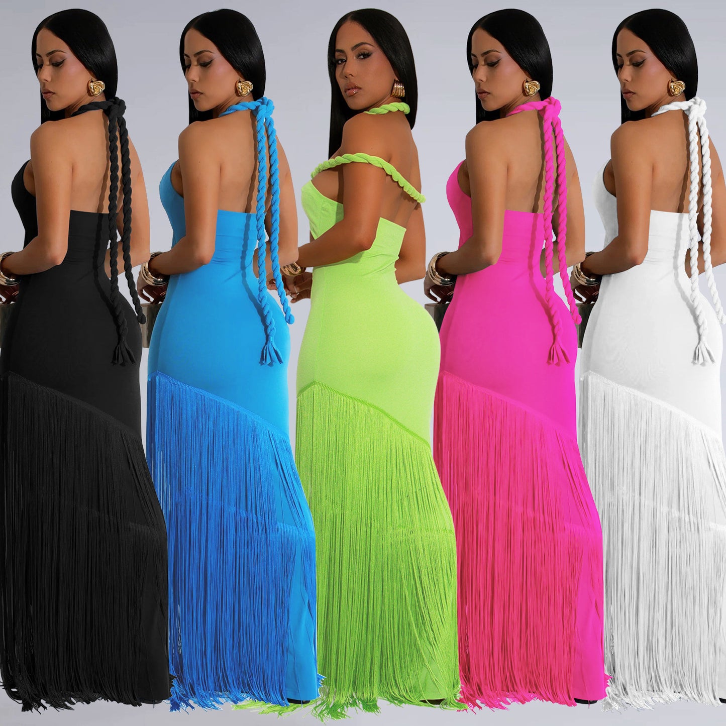 XYZ C7453 summer dress tassel stitching tube top dress