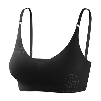 Plus size traceless adjustable push up underwear V-neck without steel ring bra bra thin mould Cup