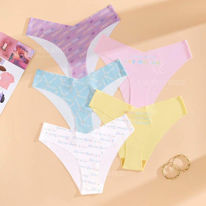 Couple theme printed seamless low waist plus size one-piece thin invisible yoga briefs