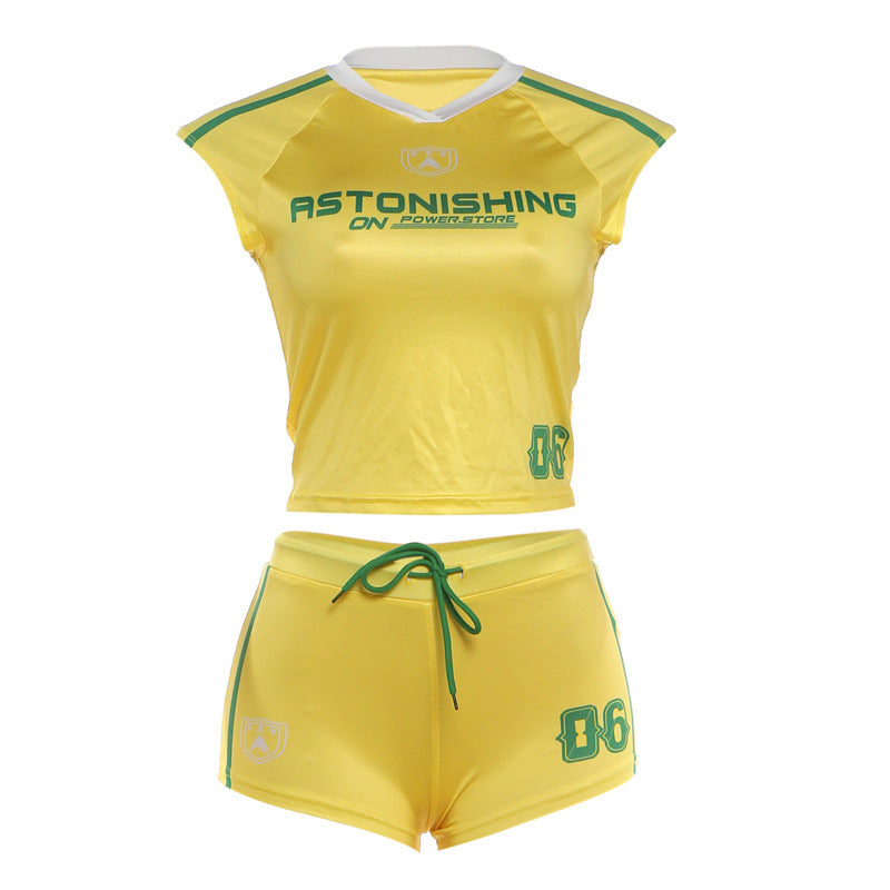 DLS summer American letter print sleeveless T-shirt low waist sports shorts suit