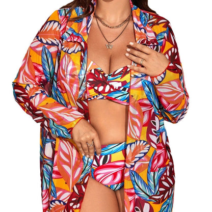 LF (L-4XL) bikini sexy suit split color printing plus size swimsuit