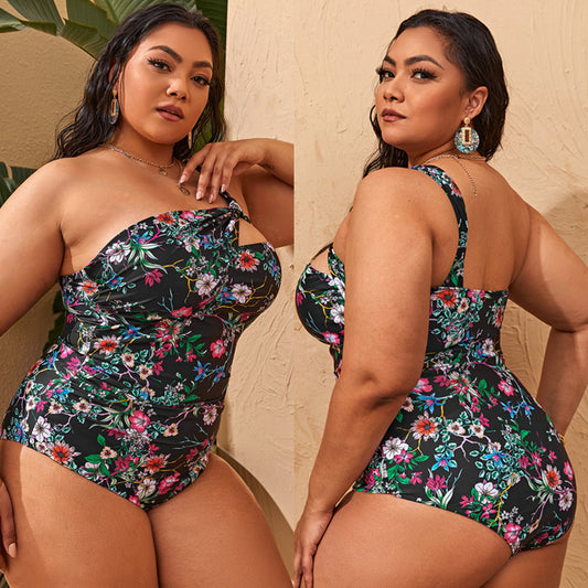 LF (L-4XL) swimsuit women's one piece sexy plus size floral