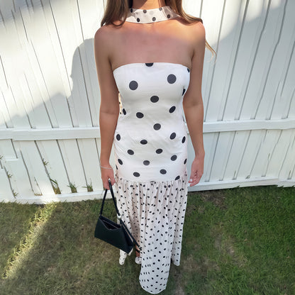SXR K6D07455A scarf polka dot tube top dress