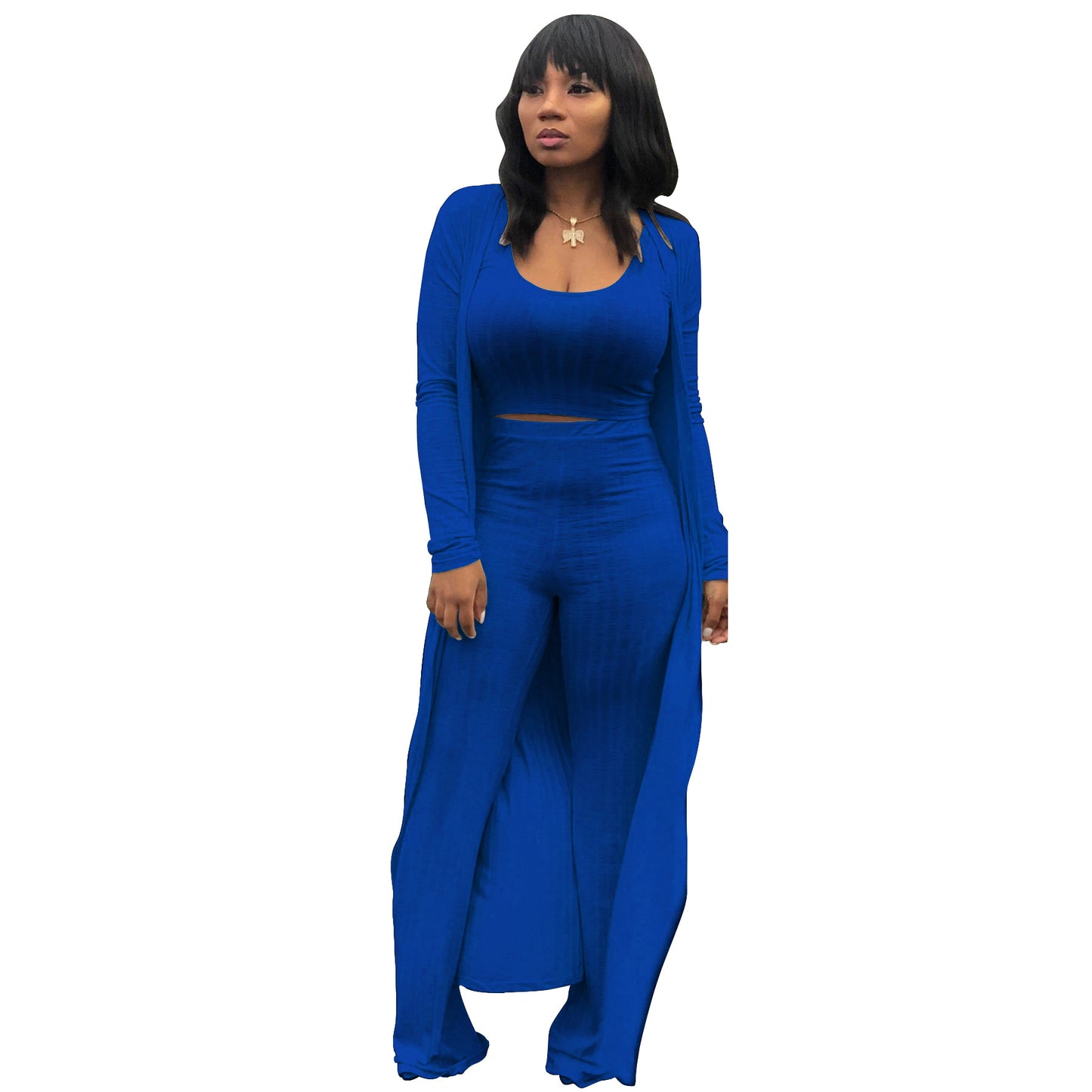 MYF (S-2XL) high elastic sunken stripe three-piece suit