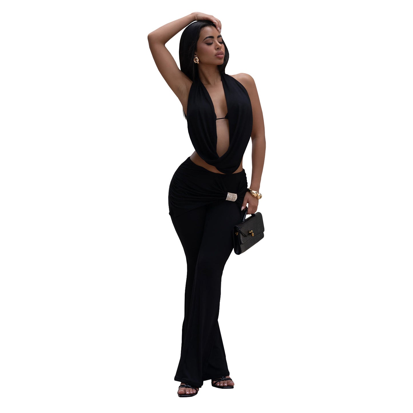 XYZ C7589 backless top and trousers suit