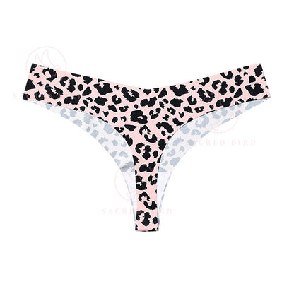 Leopard print T-back low waist T-shaped seamless one-piece cotton crotch comfortable breathable underwear
