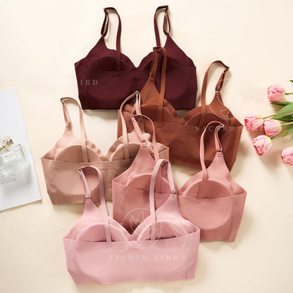 Plus size traceless adjustable push up underwear V-neck without steel ring bra bra thin mould Cup