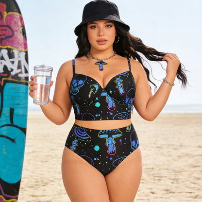 CL (L-4XL) 2026 printed bikini set with steel bracket