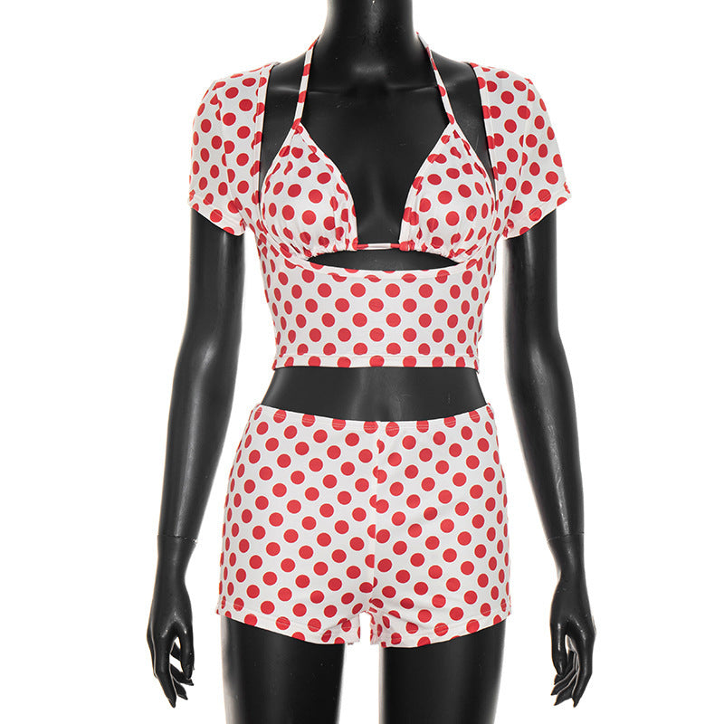 DZHT J26ST108 spring/summer polka dot print short fashion casual set