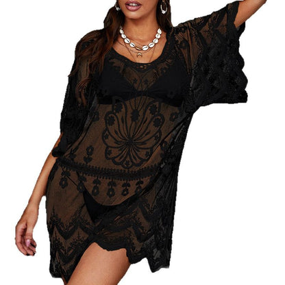 CYB lace beach sun protection water soluble lace pullover bikini blouse