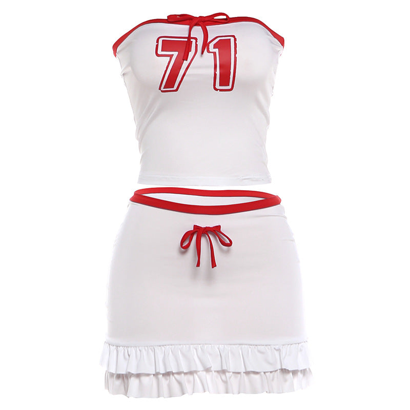 SXR K6S11110A summer navel tube top vest lace skirt outfit