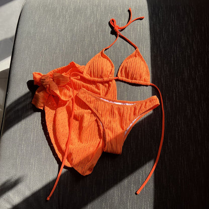 (4 days ready to ship) SY swimsuit three-piece backless drawstring strap bikini three-piece set