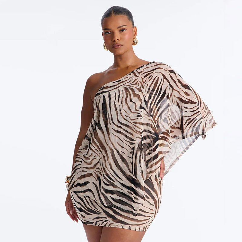 DZHT J26ST239 see-through mesh outerwear printed dress suit