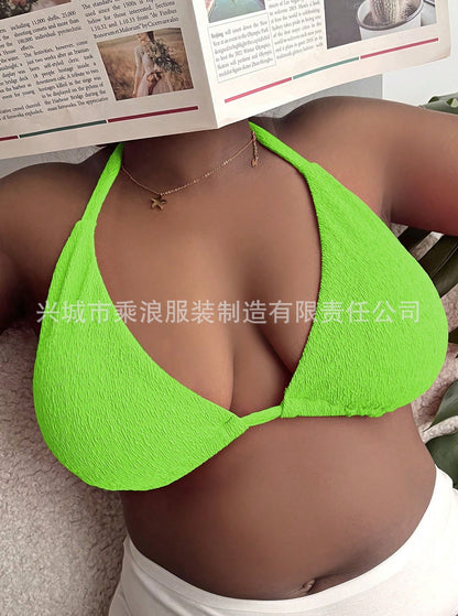 CL (L-4XL) halter strap plus size swimsuit women's bikini top sexy push up