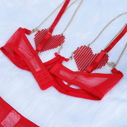 Mesh stitching halter sexy suit hollow out 2116