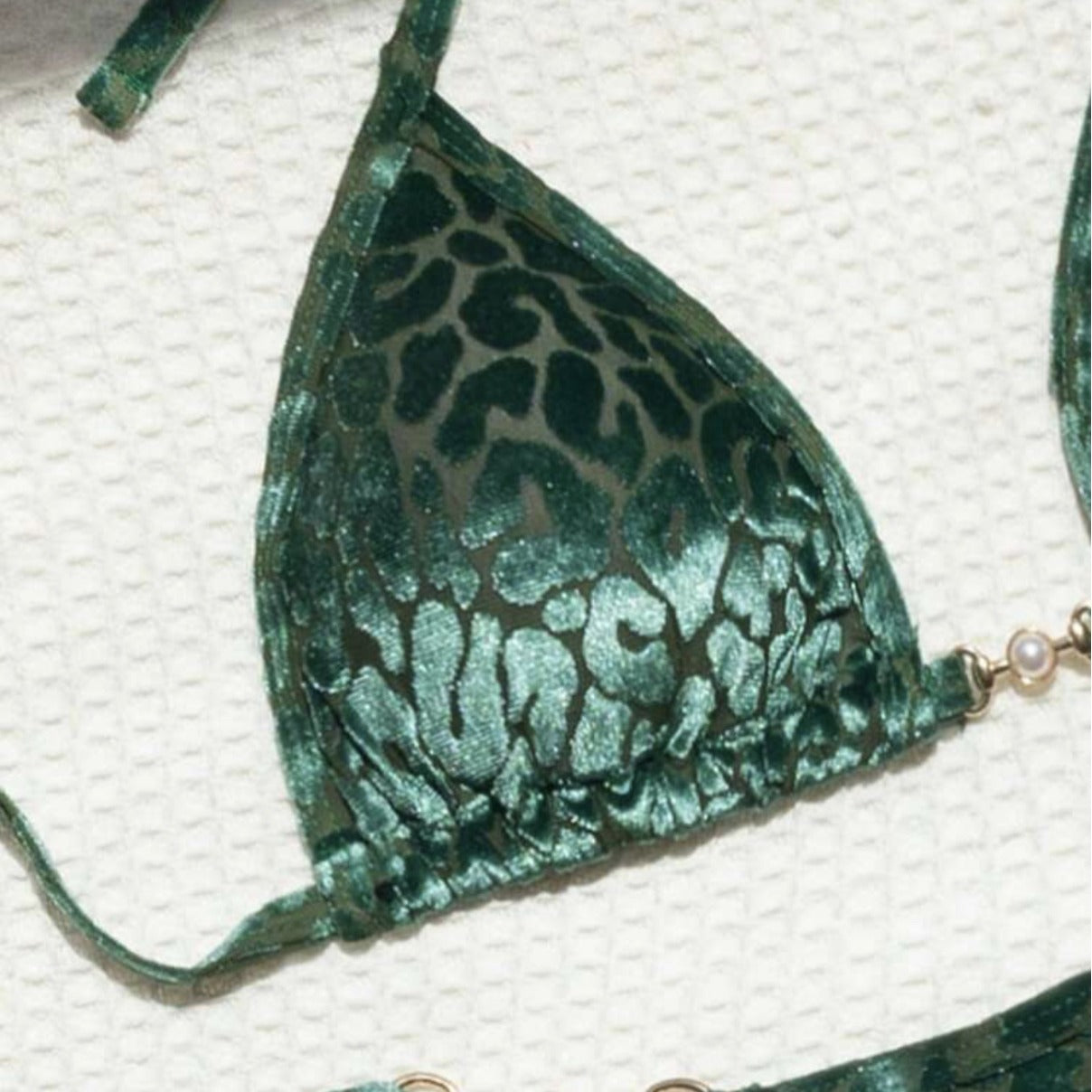 (4 days ready to ship) SY T-shaped pearl leopard special fabric swimsuit bikini