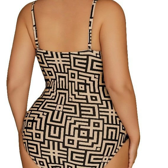CL (L-4XL) plus size swimsuit detachable shoulder strap front chest drawstring women's one-piece bikini