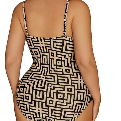 CL (L-4XL) plus size swimsuit detachable shoulder strap front chest drawstring women's one-piece bikini