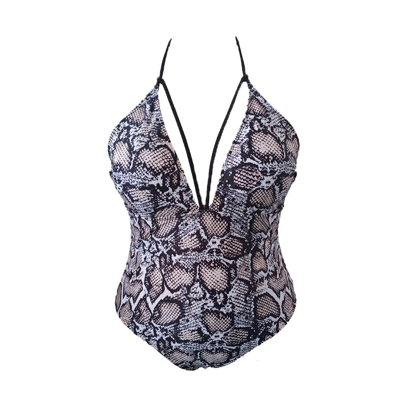 LF (L-4XL) women's one-piece color printing sexy swimsuit plus size