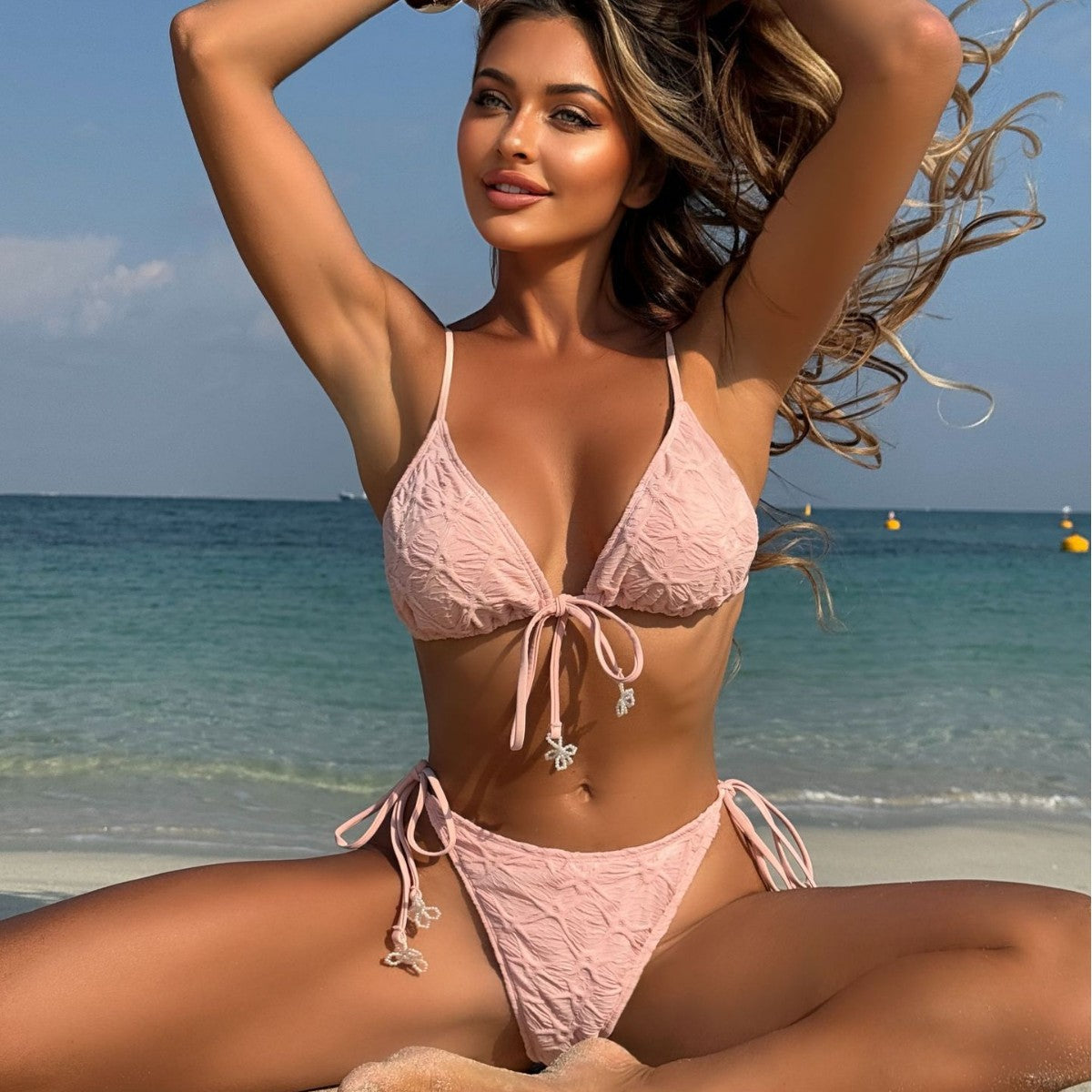 (4 days ready to ship) SY 2026 halter lace-up two-piece bikini