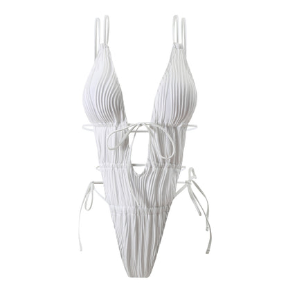 (4 days ready to ship) SY The Journey of Flower one-piece drawstring backless small swimsuit bikini