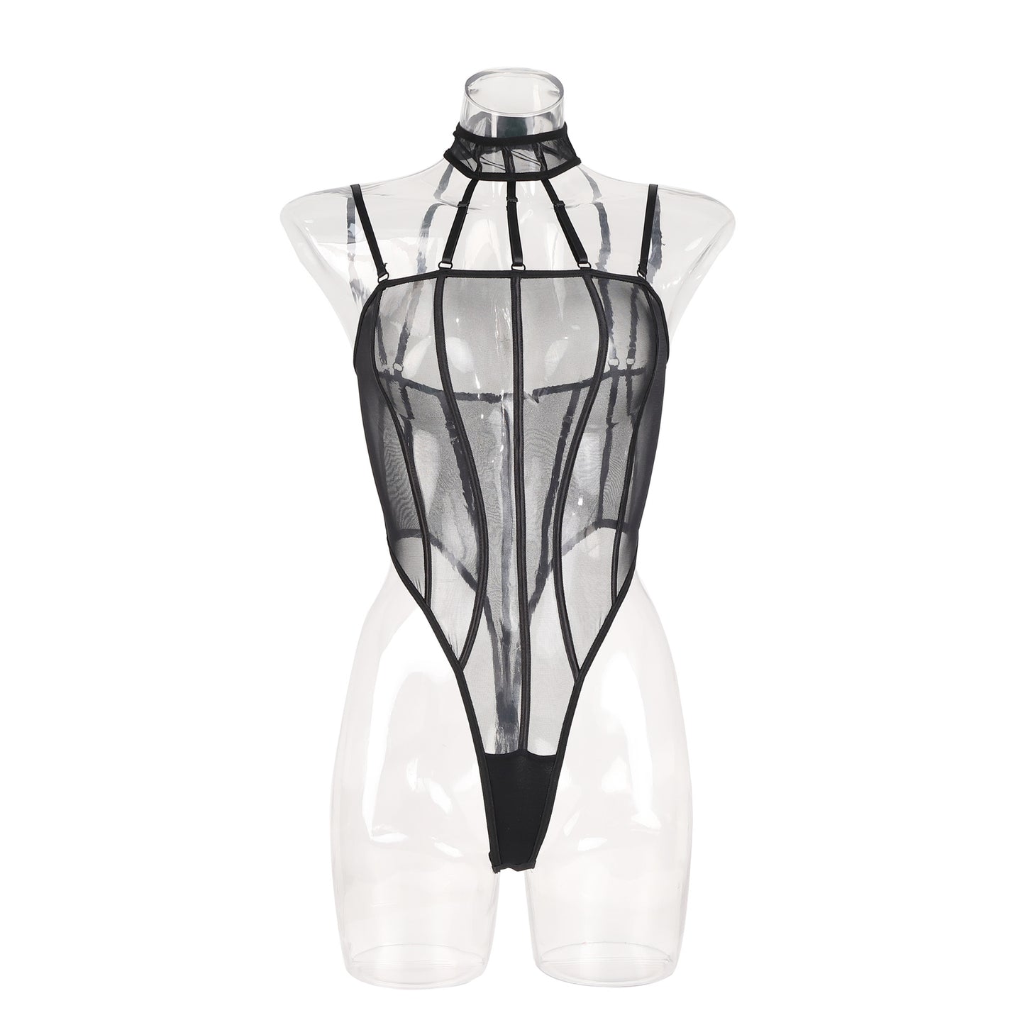 Underwear erotic netting wear jumpsuit see-through stitching