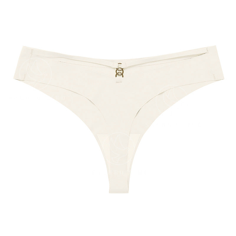 T-shaped panties seamless Ice Silk one-piece Sports yoga plus size metal ring T-back