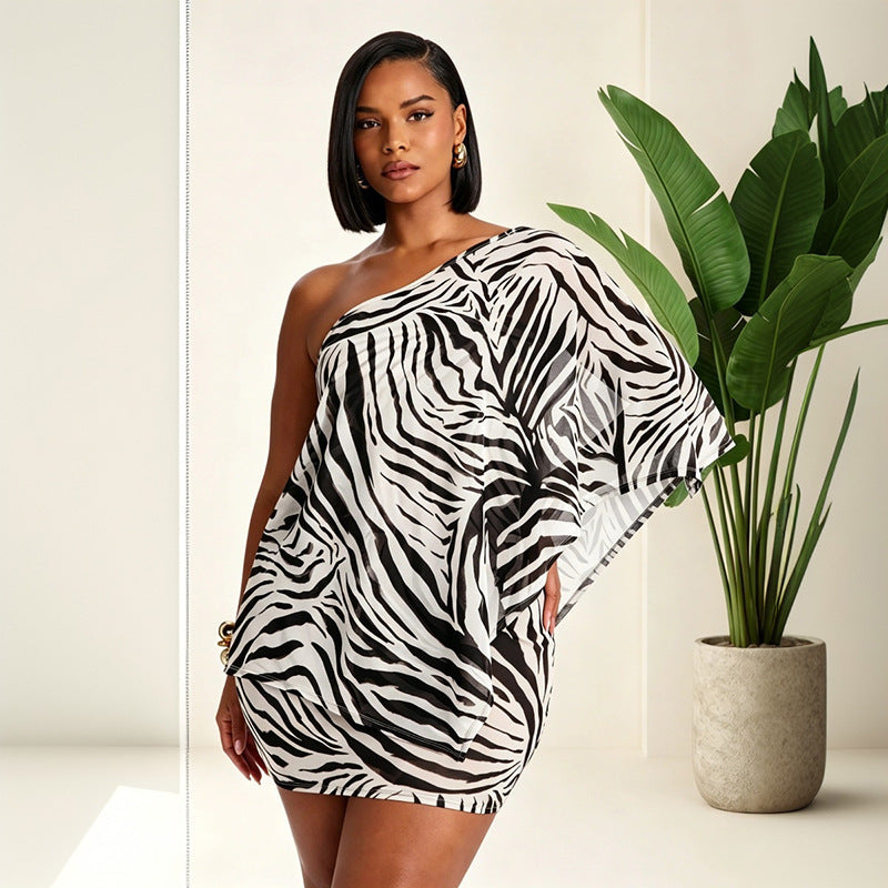DZHT J26ST239 see-through mesh outerwear printed dress suit