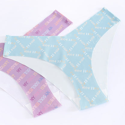 Couple theme printed seamless low waist plus size one-piece thin invisible yoga briefs